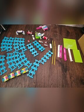 Lego Friends 12 Piece Amusement Park Roller Coaster Track blue And Other Pieces.